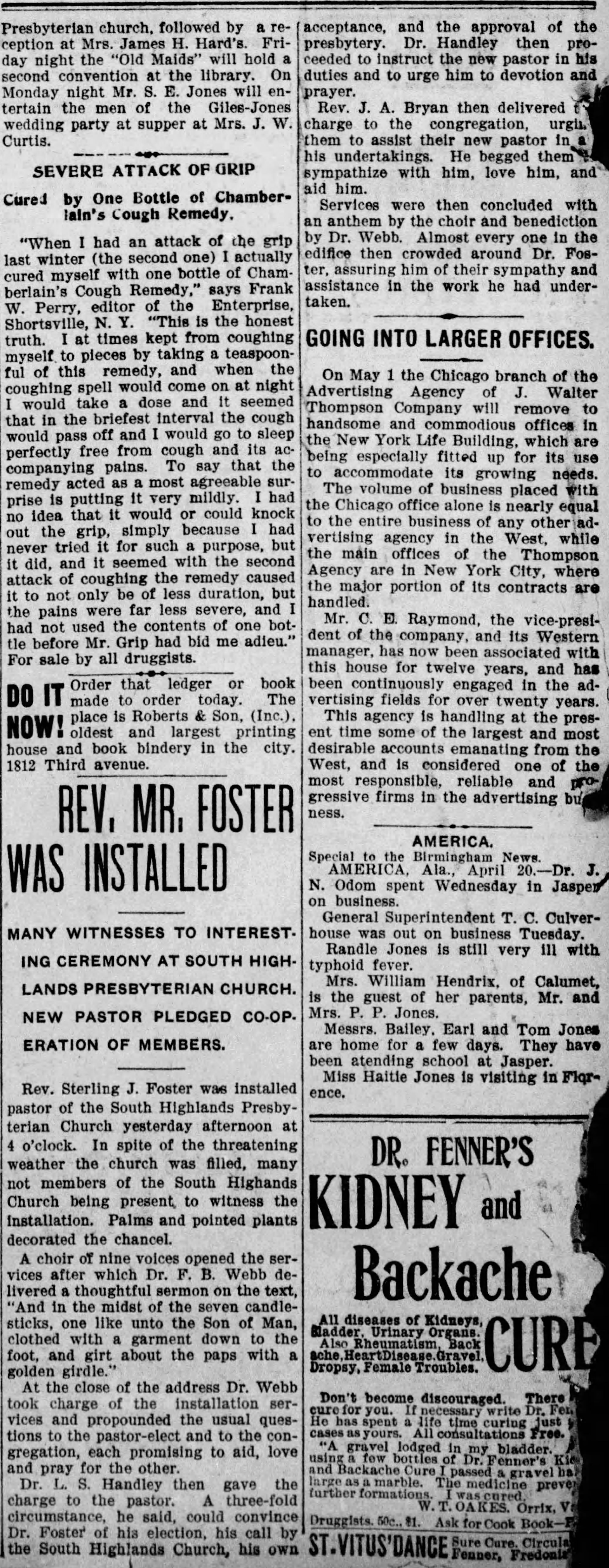 Rev. Mr. Foster Was Installed